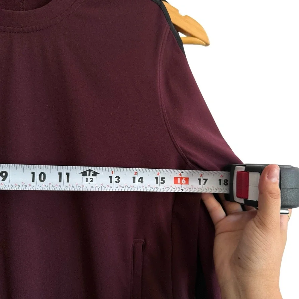 Lululemon Maroon Cold Shoulder Zip Pockets Pullover Scuba Sweatshirt Sz S/M #379